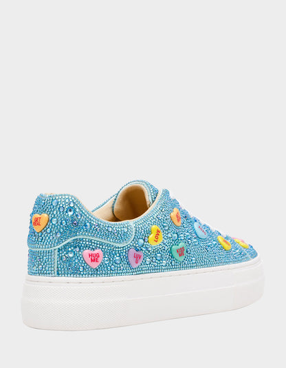 Betsey Johnson Discount - SIDNY MINT MULTI HEARTS Women's Rhinestone Candy Heart Sneakers