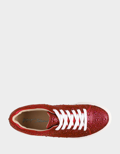 Betsey Johnson Recommended - SIDNY RED Rhinestone Sneaker
