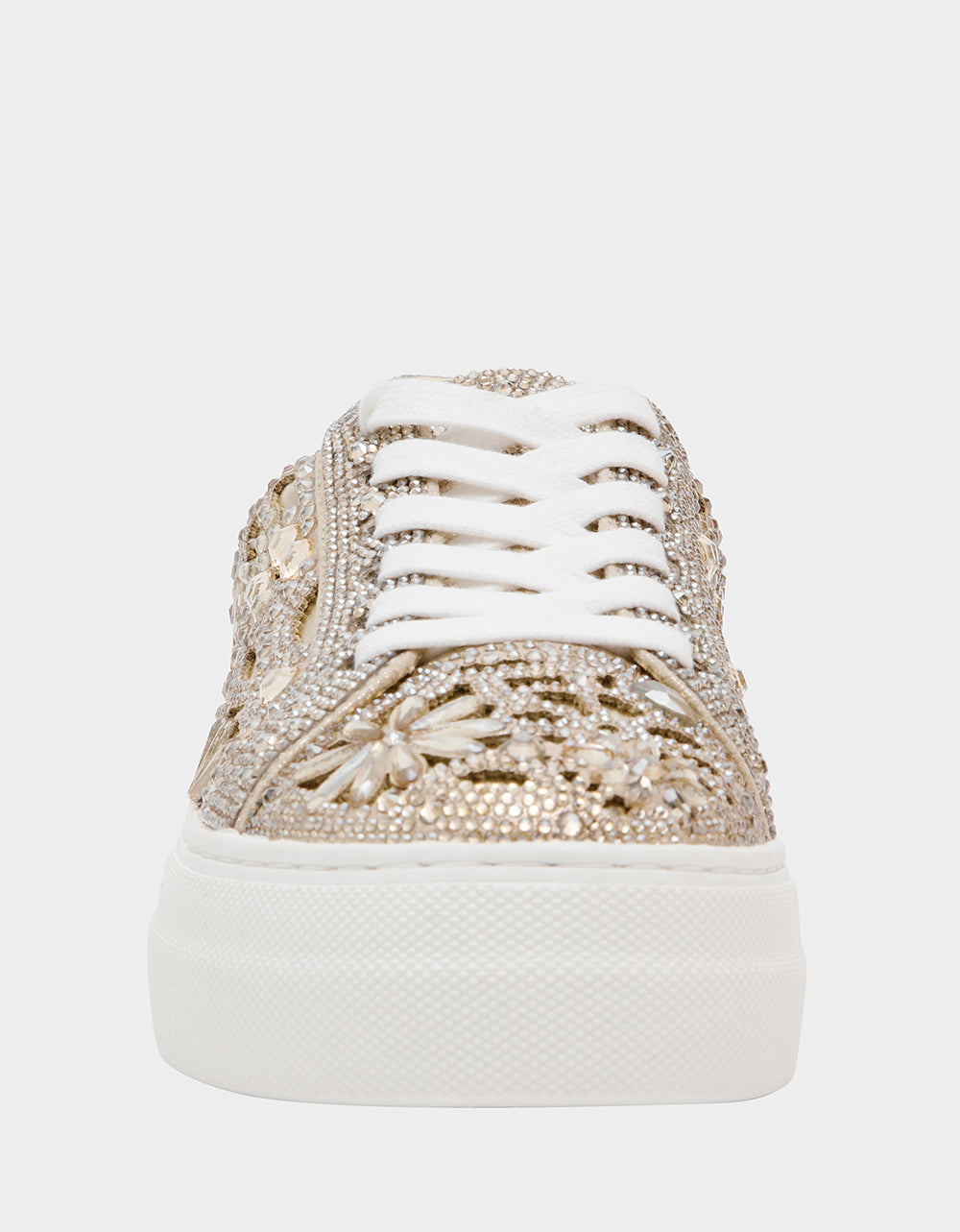 Betsey Johnson Best Price - REILY LIGHT GOLD Platform Low-Top Lace-Up Rhinestone Women's Sneaker