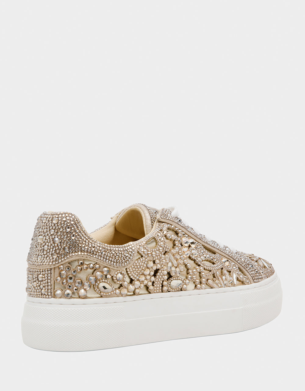 Betsey Johnson Best Price - REILY LIGHT GOLD Platform Low-Top Lace-Up Rhinestone Women's Sneaker