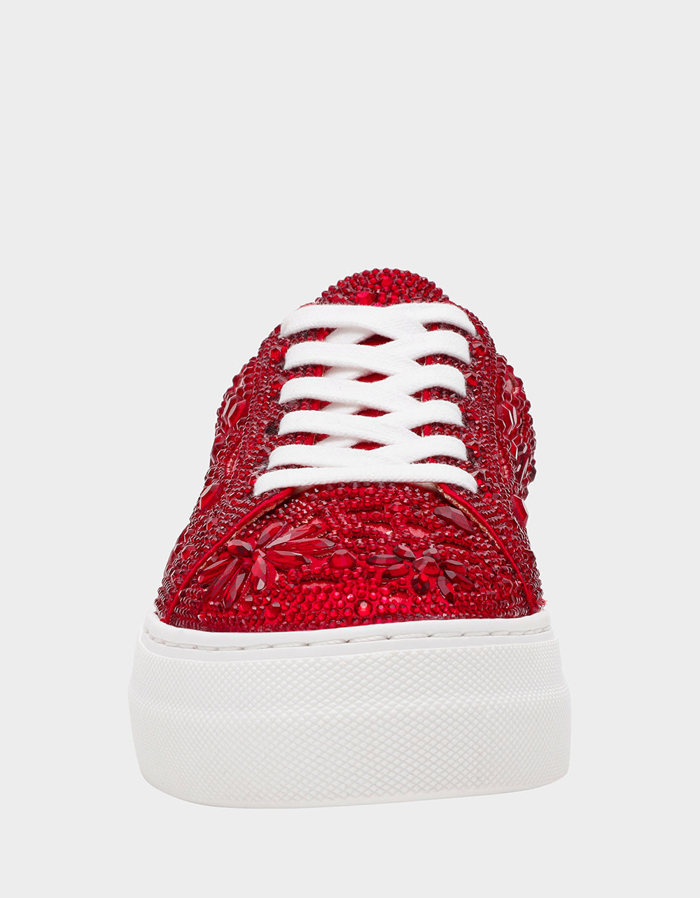 Betsey Johnson Premium - REILY RED Platform Low-Top Lace-Up Rhinestone Women's Sneaker