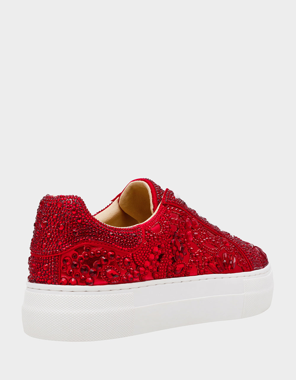 Betsey Johnson Premium - REILY RED Platform Low-Top Lace-Up Rhinestone Women's Sneaker