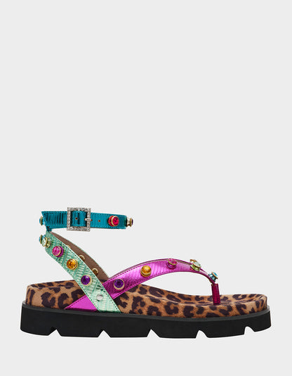 Betsey Johnson Trending - CONLEY METALLIC MULTI Strappy Flatform Sandal