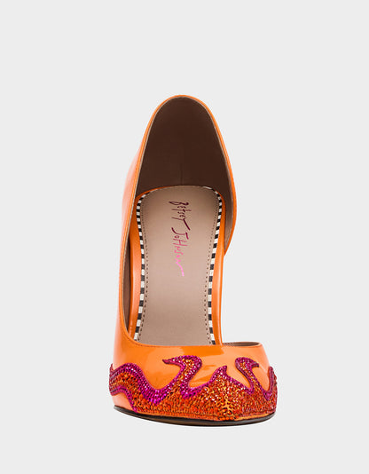 Betsey Johnson Quality - PHOENIX ORANGE MULTI Pointed-Toe Pump Women's Heel