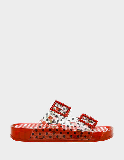 Betsey Johnson Featured - LANDIN RED MULTI Jelly Flatform Women's Sandal