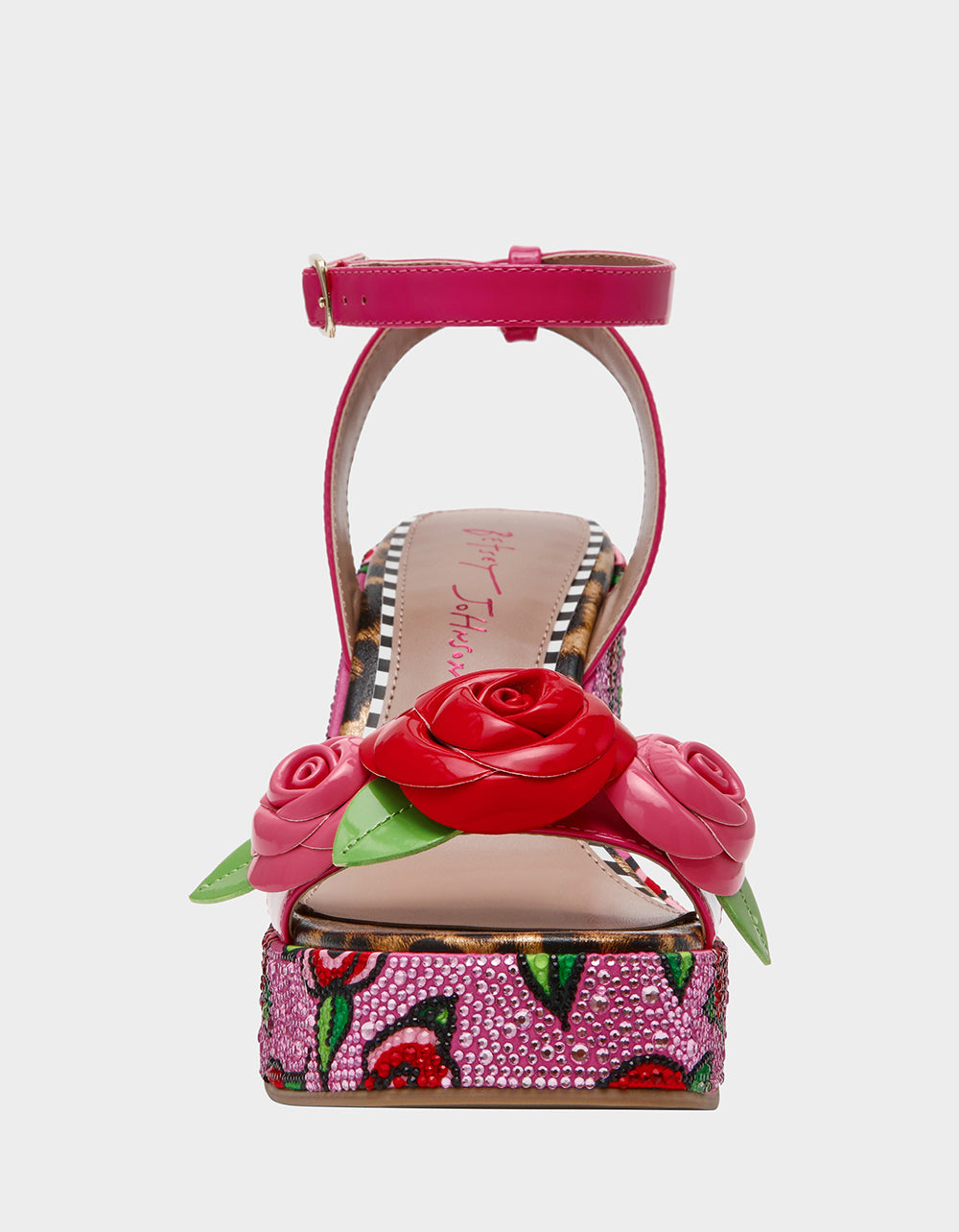Betsey Johnson Best Price - LIZZETE Fuchsia Rose Platform Flowers Embellished Women's Wedge Heel