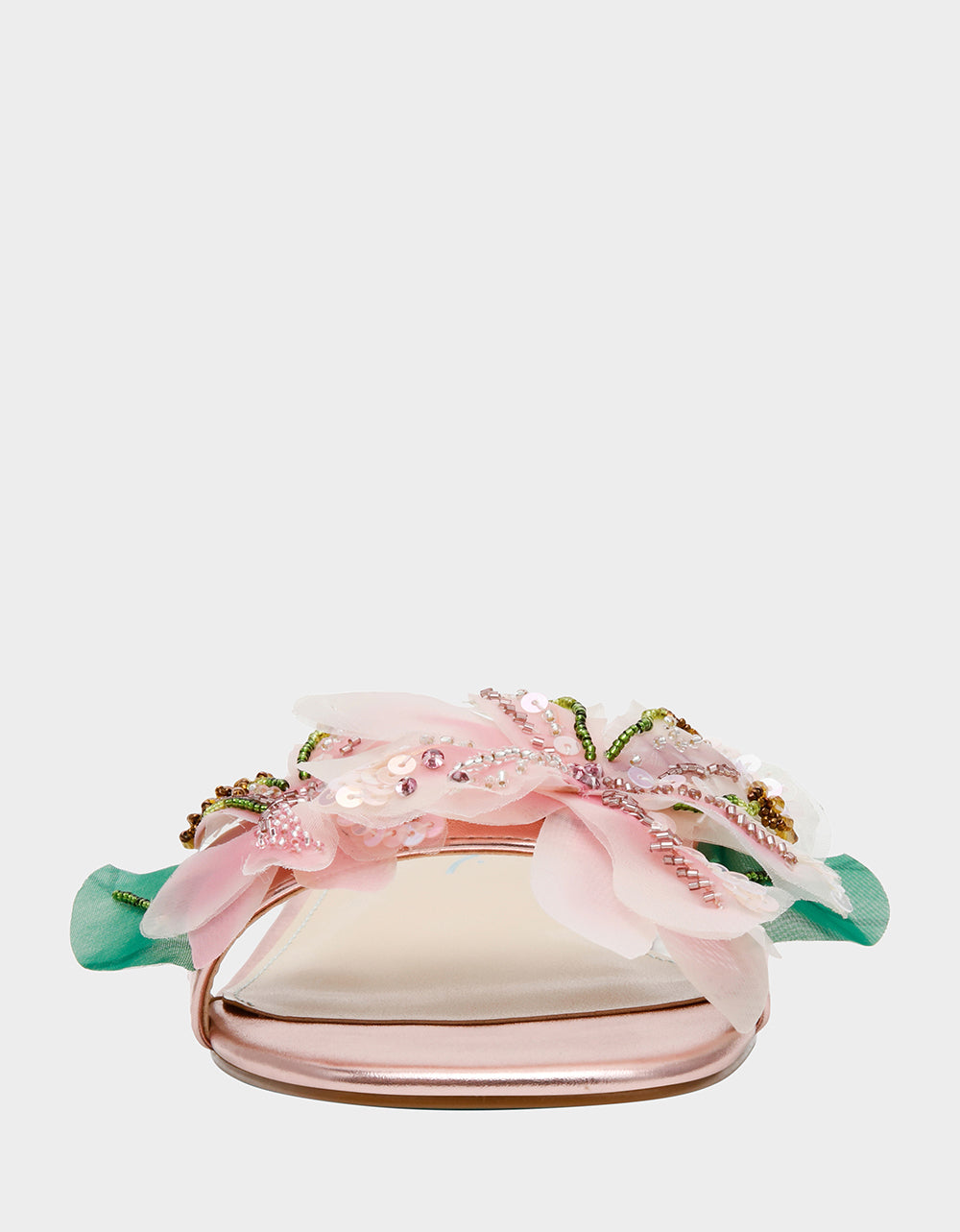 Betsey Johnson Hot Sale - ROSIA Light Pink Flower Embellished Pearl Square-Toe Women's Block Heel