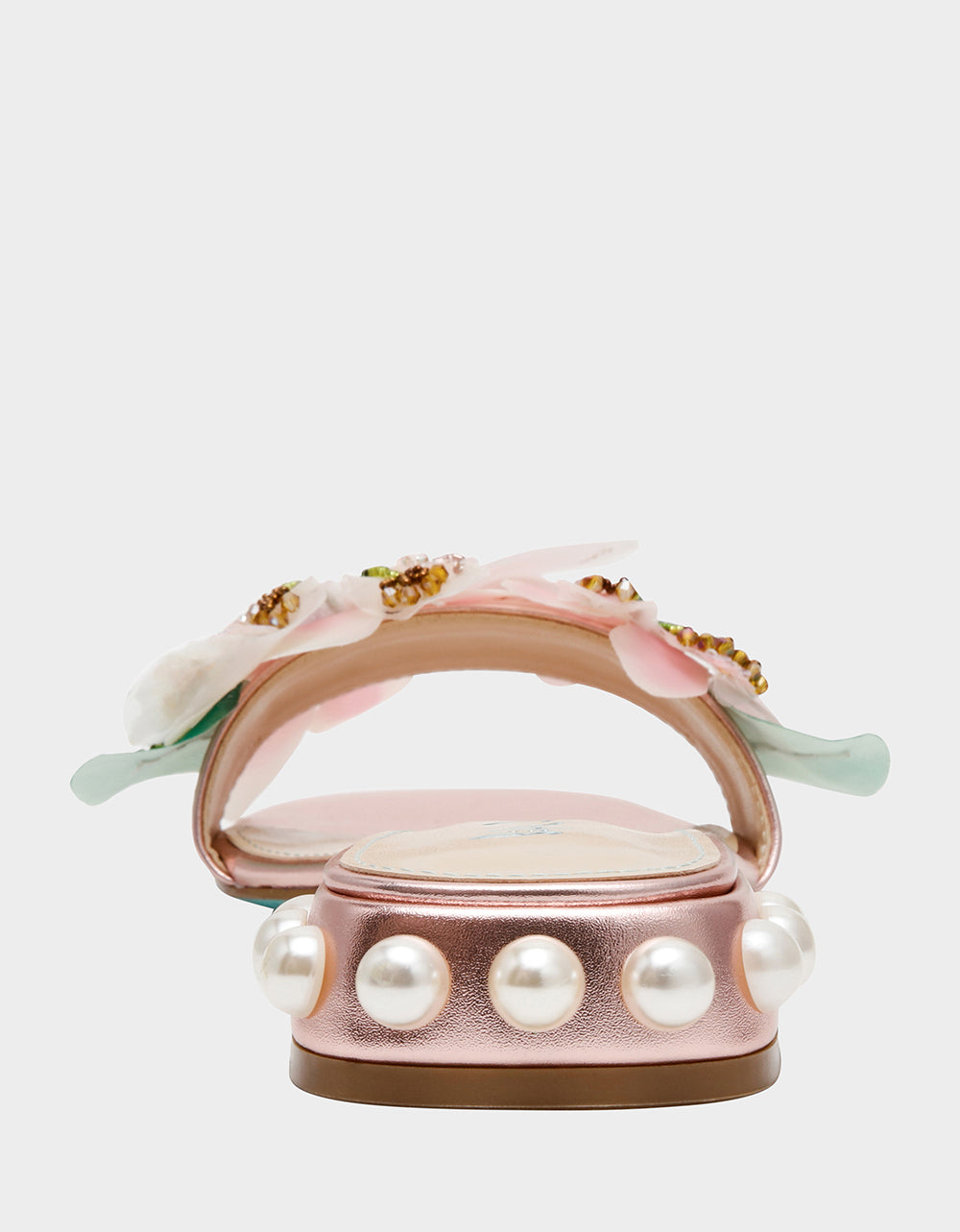 Betsey Johnson Hot Sale - ROSIA Light Pink Flower Embellished Pearl Square-Toe Women's Block Heel