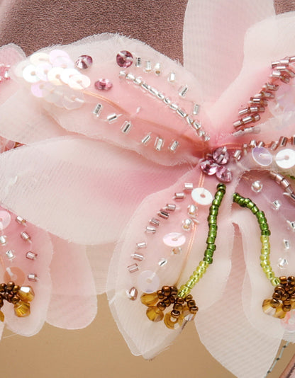 Betsey Johnson Hot Sale - ROSIA Light Pink Flower Embellished Pearl Square-Toe Women's Block Heel
