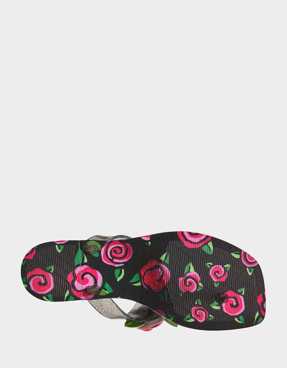 Betsey Johnson Featured - TRENTEN Black Rose Jelly Thong Strappy Women's Sandal