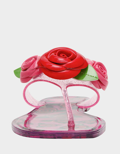 Betsey Johnson Featured - TREN01S5 FUSHIA ROSE Jelly Thong Strappy Women's Sandal