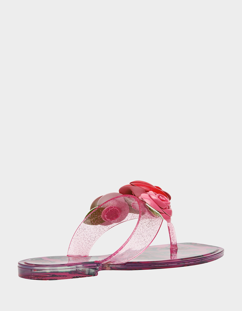 Betsey Johnson Featured - TREN01S5 FUSHIA ROSE Jelly Thong Strappy Women's Sandal