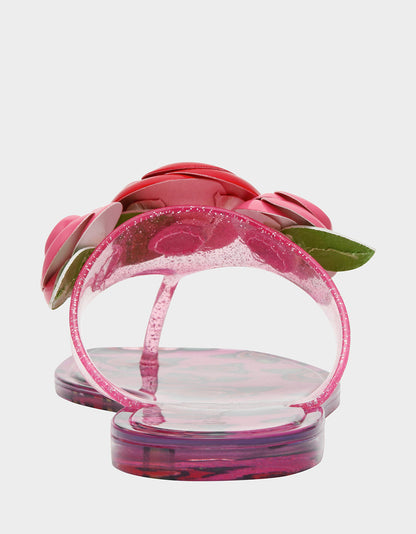 Betsey Johnson Featured - TREN01S5 FUSHIA ROSE Jelly Thong Strappy Women's Sandal