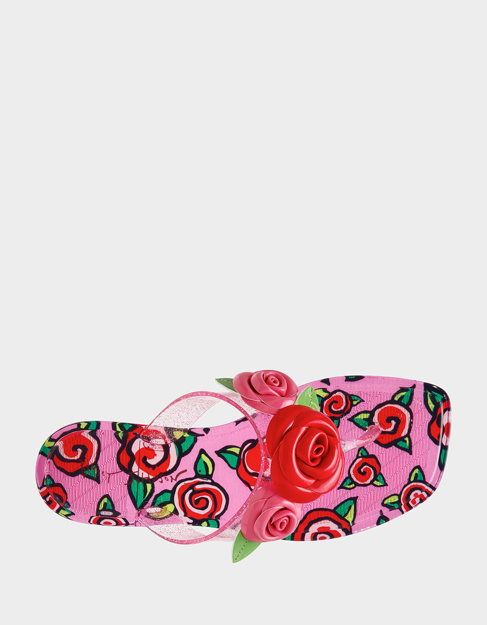 Betsey Johnson Featured - TREN01S5 FUSHIA ROSE Jelly Thong Strappy Women's Sandal