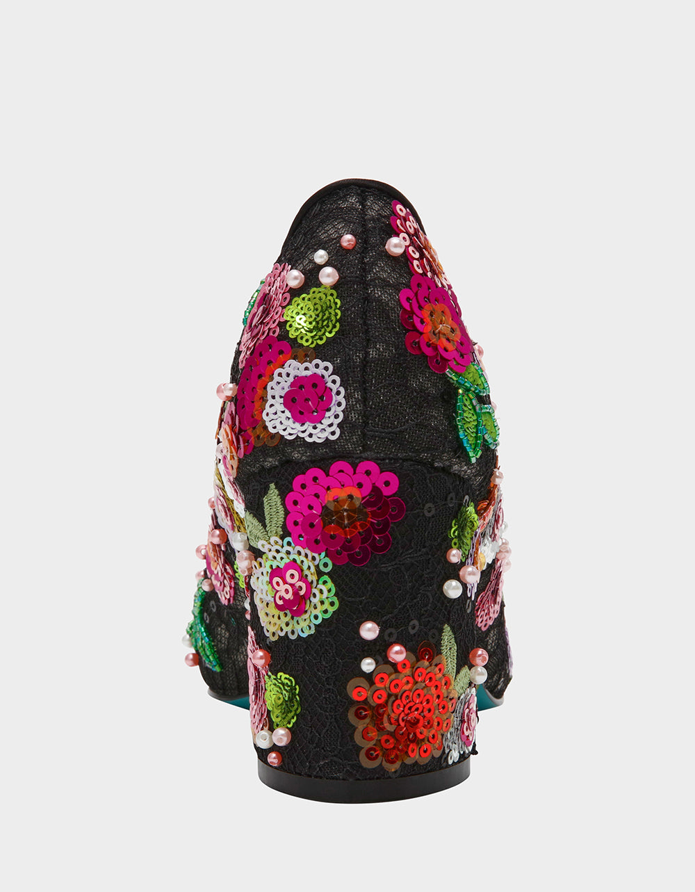 Betsey Johnson Smart Buy - CYRUS Black Floral Pointed-Toe Sequin Embellished Women's Heel
