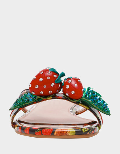 Betsey Johnson Signature - GARRIK BLACK MULTI Women's Thong Strappy Fruit Printed Sandal