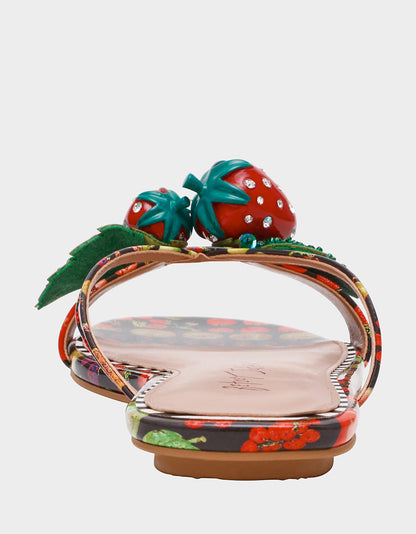 Betsey Johnson Signature - GARRIK BLACK MULTI Women's Thong Strappy Fruit Printed Sandal