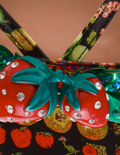 Betsey Johnson Signature - GARRIK BLACK MULTI Women's Thong Strappy Fruit Printed Sandal