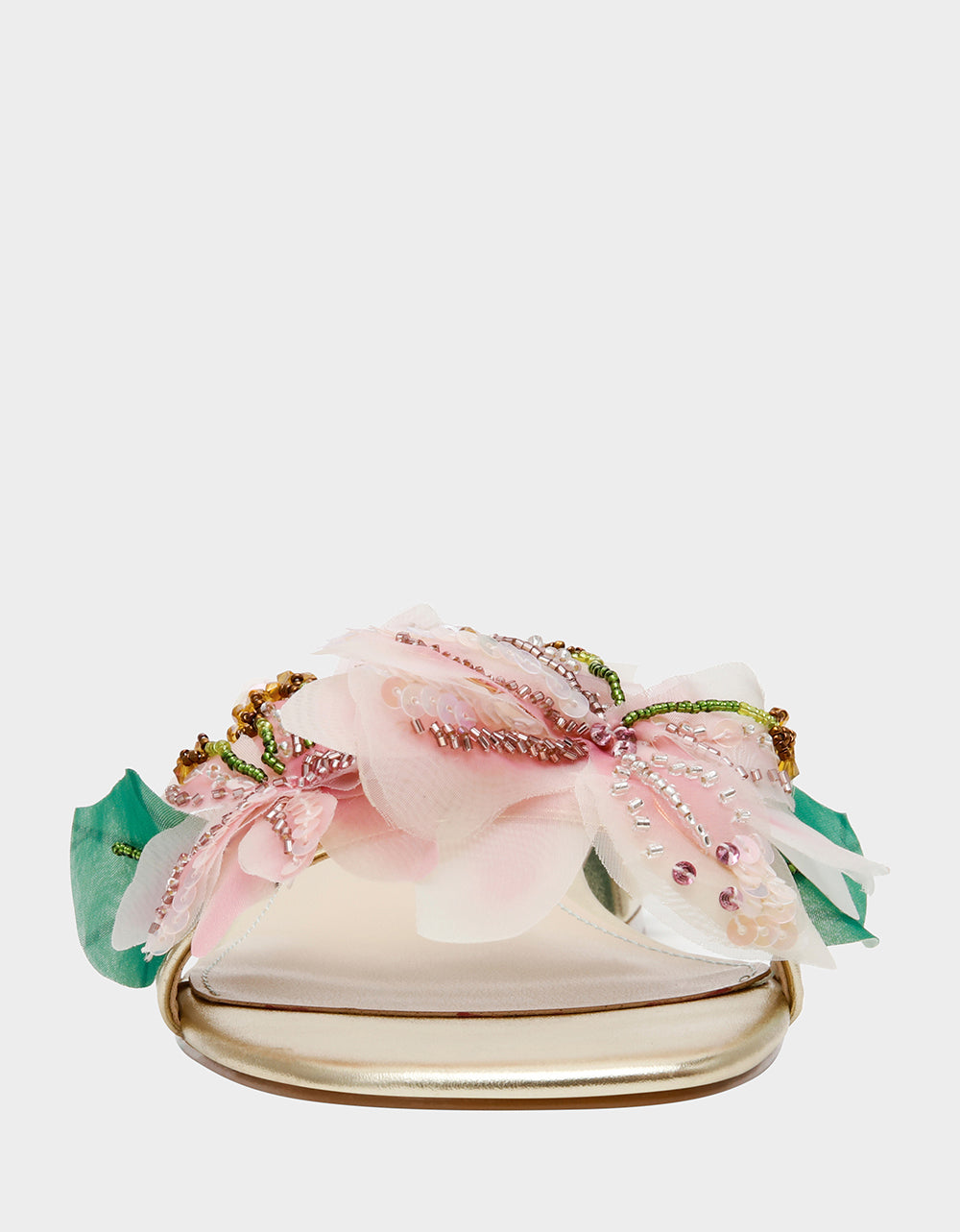 Betsey Johnson Discount - ROSIA Light Gold Flower Embellished Pearl Square-Toe Women's Block Heel