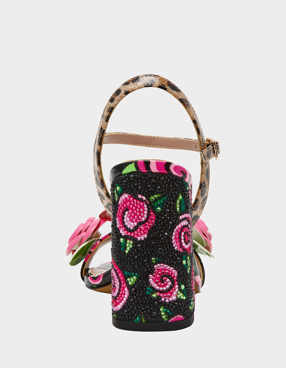 Betsey Johnson Best Seller - KRYSTLE Black Rose Flower Embellished Women's Block Heel