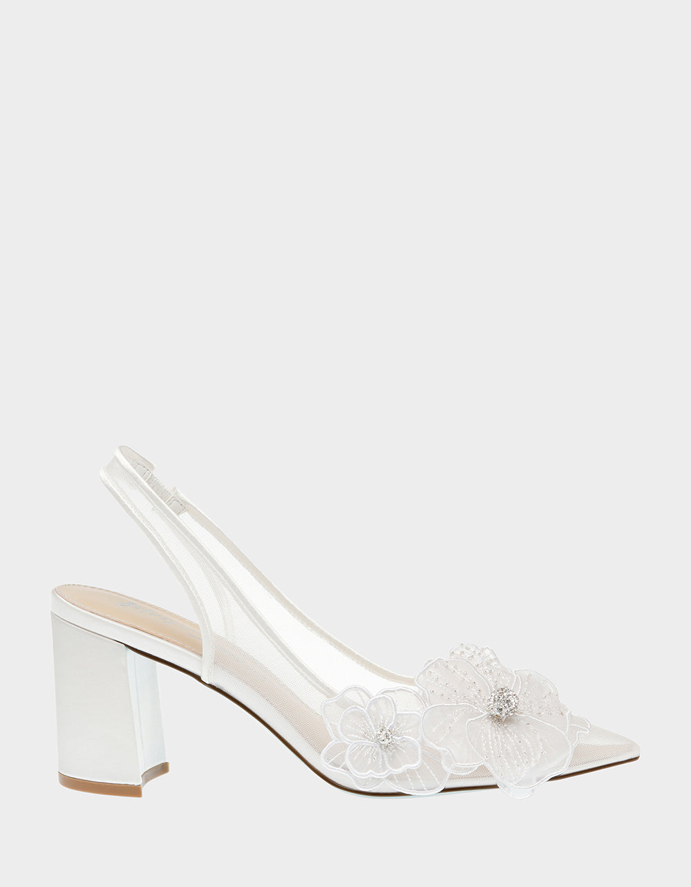 Betsey Johnson Sale - PETRA IVORY Slingback Floral Mesh Block Heel