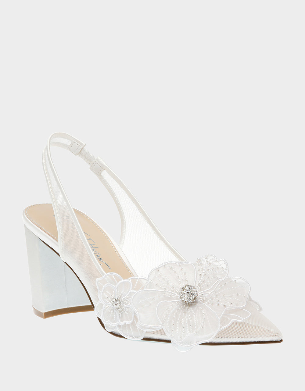 Betsey Johnson Sale - PETRA IVORY Slingback Floral Mesh Block Heel