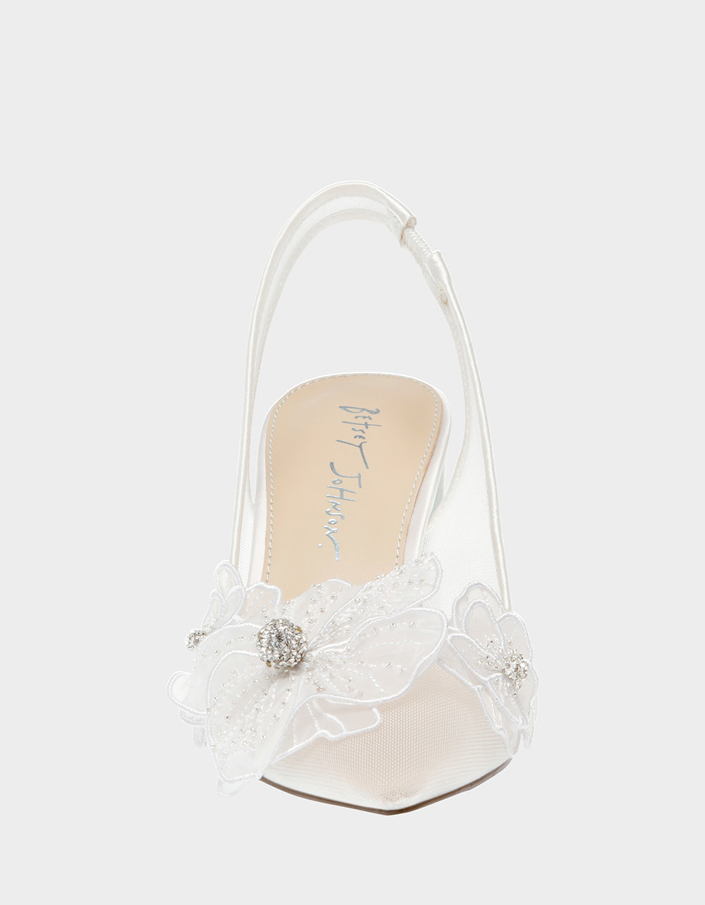 Betsey Johnson Sale - PETRA IVORY Slingback Floral Mesh Block Heel