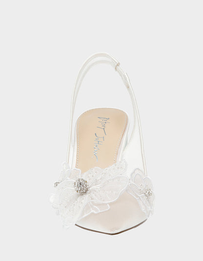 Betsey Johnson Sale - PETRA IVORY Slingback Floral Mesh Block Heel