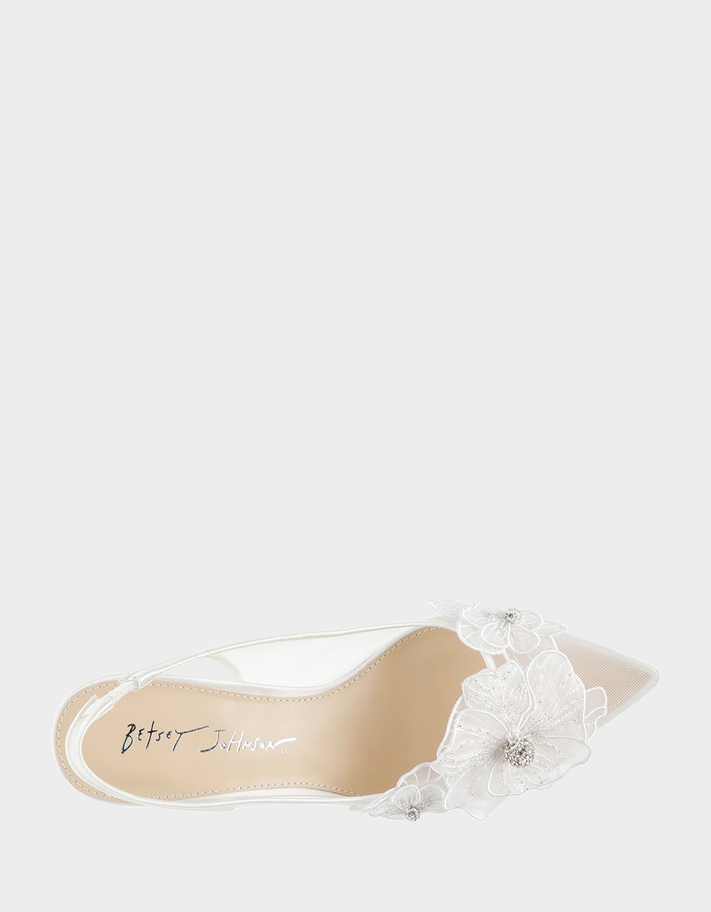 Betsey Johnson Sale - PETRA IVORY Slingback Floral Mesh Block Heel