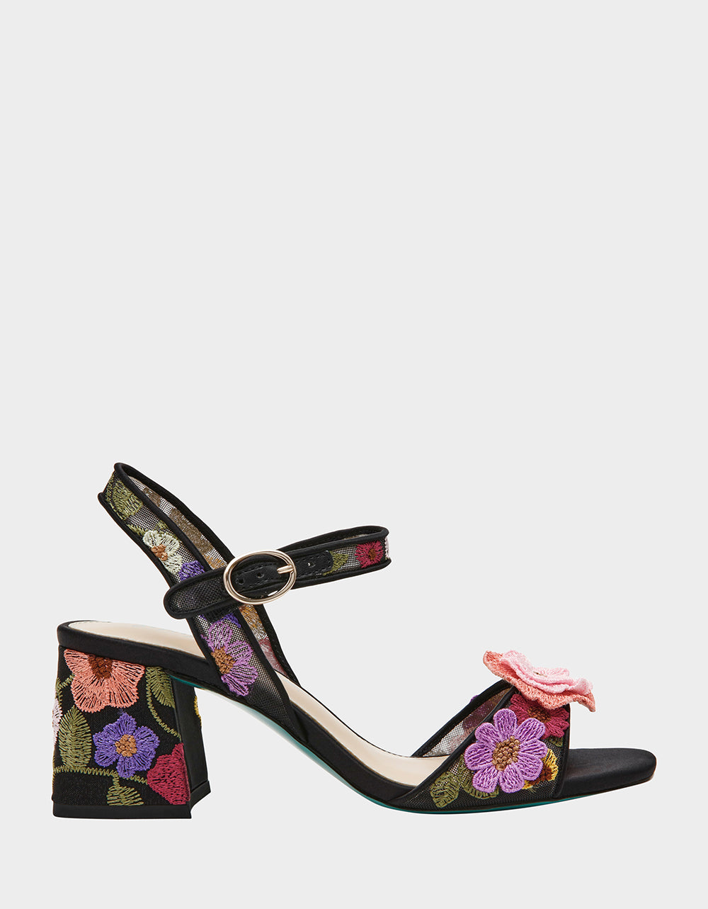 Betsey Johnson Featured - BLARE BLACK FLORAL Square-Toe Slingback Block Heel