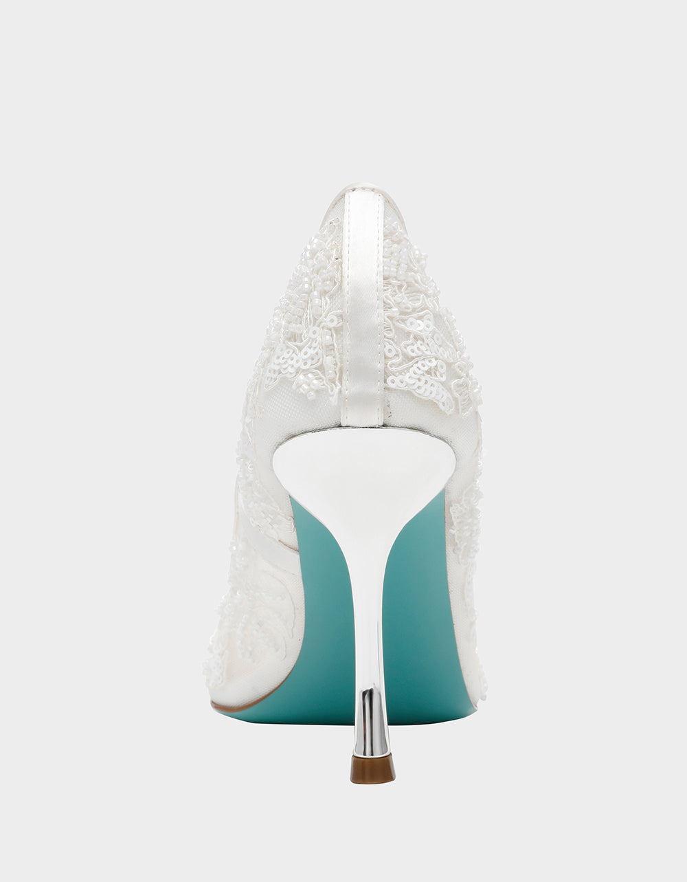 Betsey Johnson Premium - JENII IVORY Pointed-Toe Mesh Embellished Floral Print Pump Women's Heel