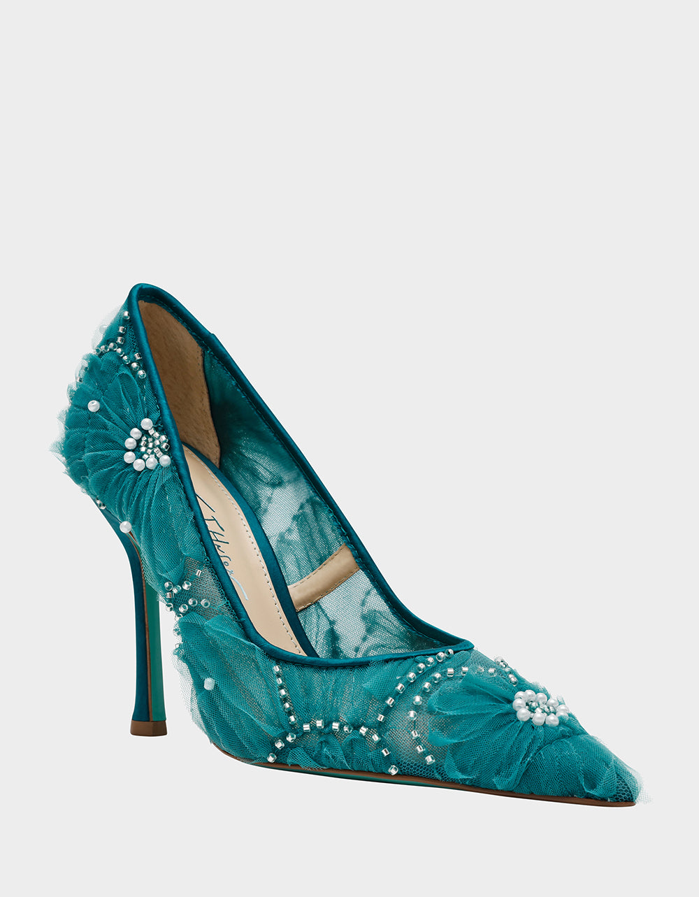 Betsey Johnson Customer Favorite - ROXIE EMERALD Pointed-Toe Mesh Stiletto Pump Women's Heel
