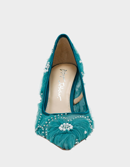 Betsey Johnson Customer Favorite - ROXIE EMERALD Pointed-Toe Mesh Stiletto Pump Women's Heel