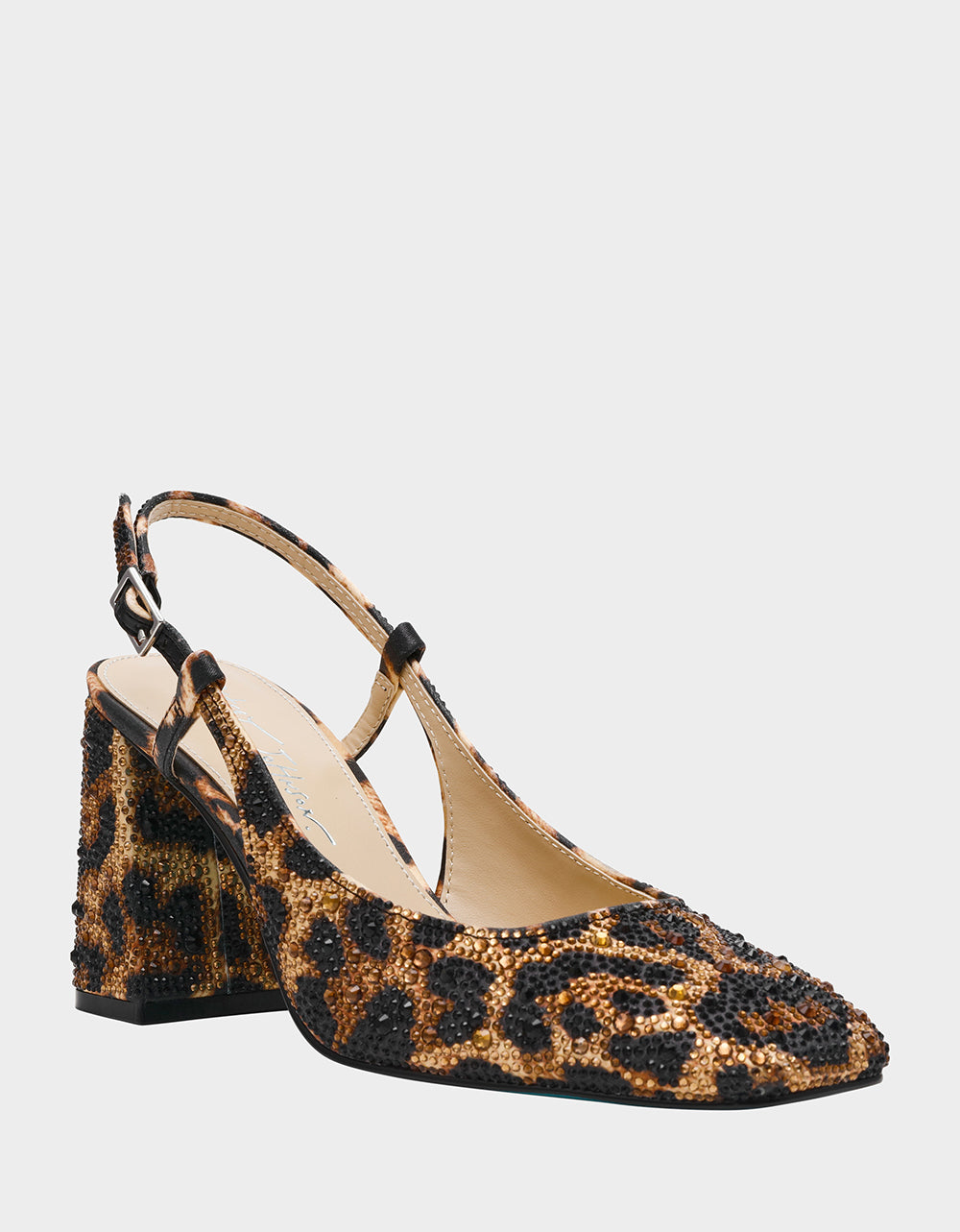Betsey Johnson Special Offer - ELIAS LEOPARD Square-Toe Slingback Block Heels