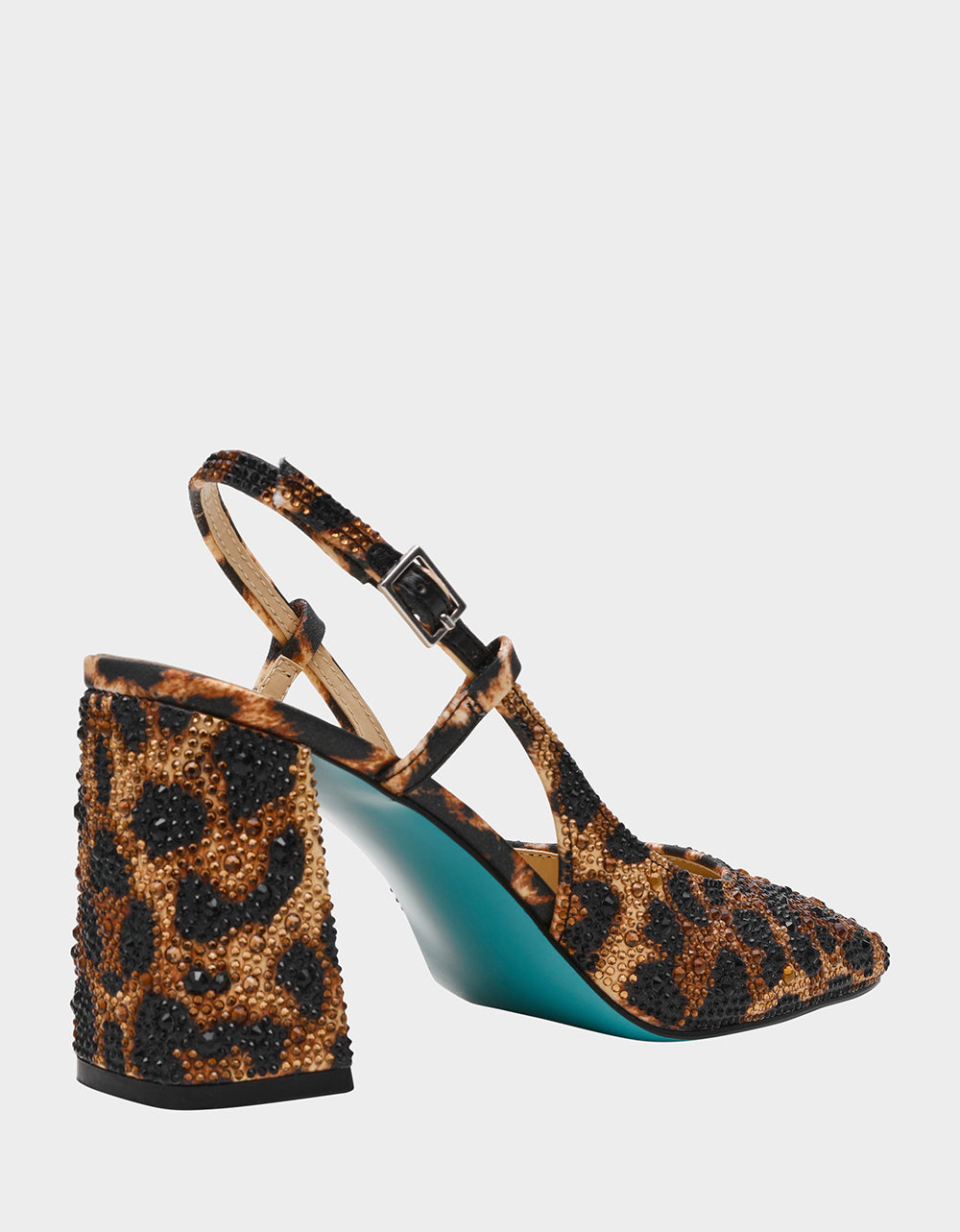 Betsey Johnson Special Offer - ELIAS LEOPARD Square-Toe Slingback Block Heels