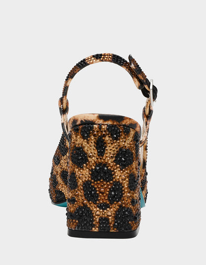 Betsey Johnson Special Offer - ELIAS LEOPARD Square-Toe Slingback Block Heels