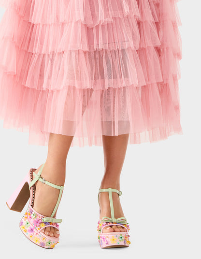 Betsey Johnson Essential - MELODIE PINK MULTI Women's Platform Floral Heel Sandal