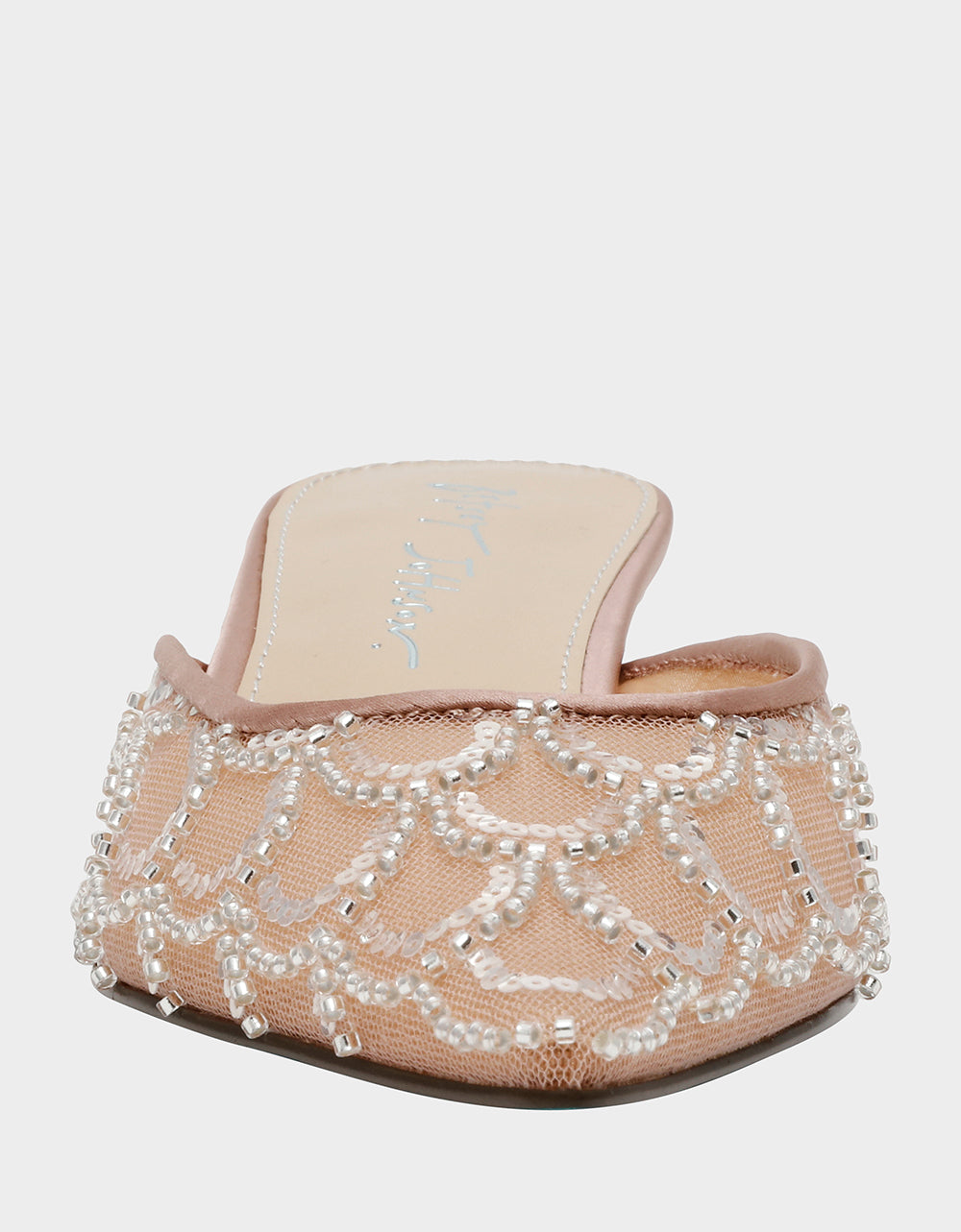 Betsey Johnson Popular - ELLIS NUDE Pointed-Toe Mesh Embellished Mule Women's Kitten Heel