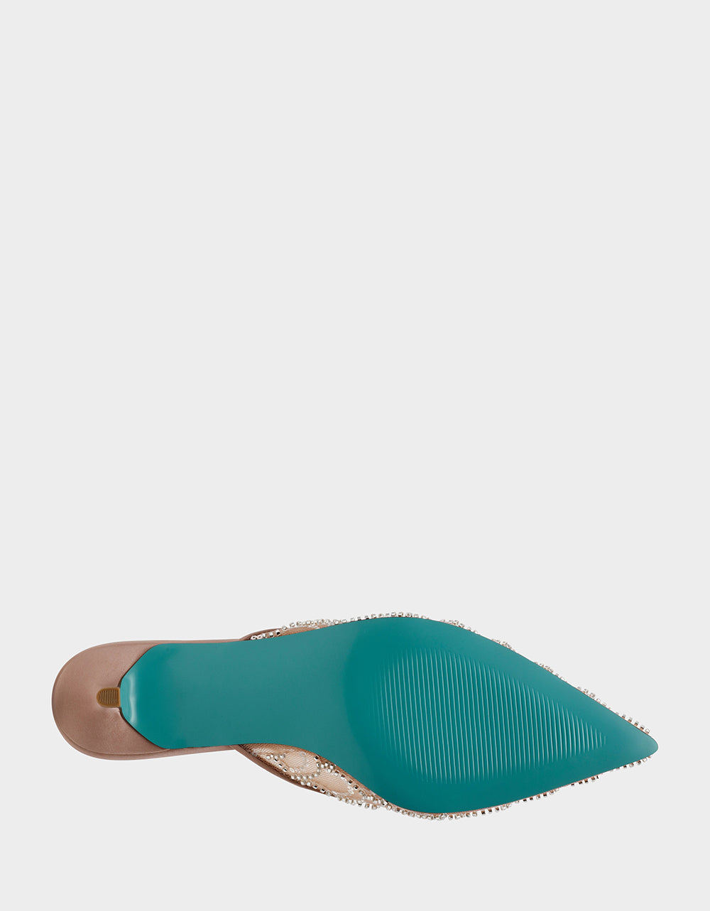 Betsey Johnson Popular - ELLIS NUDE Pointed-Toe Mesh Embellished Mule Women's Kitten Heel
