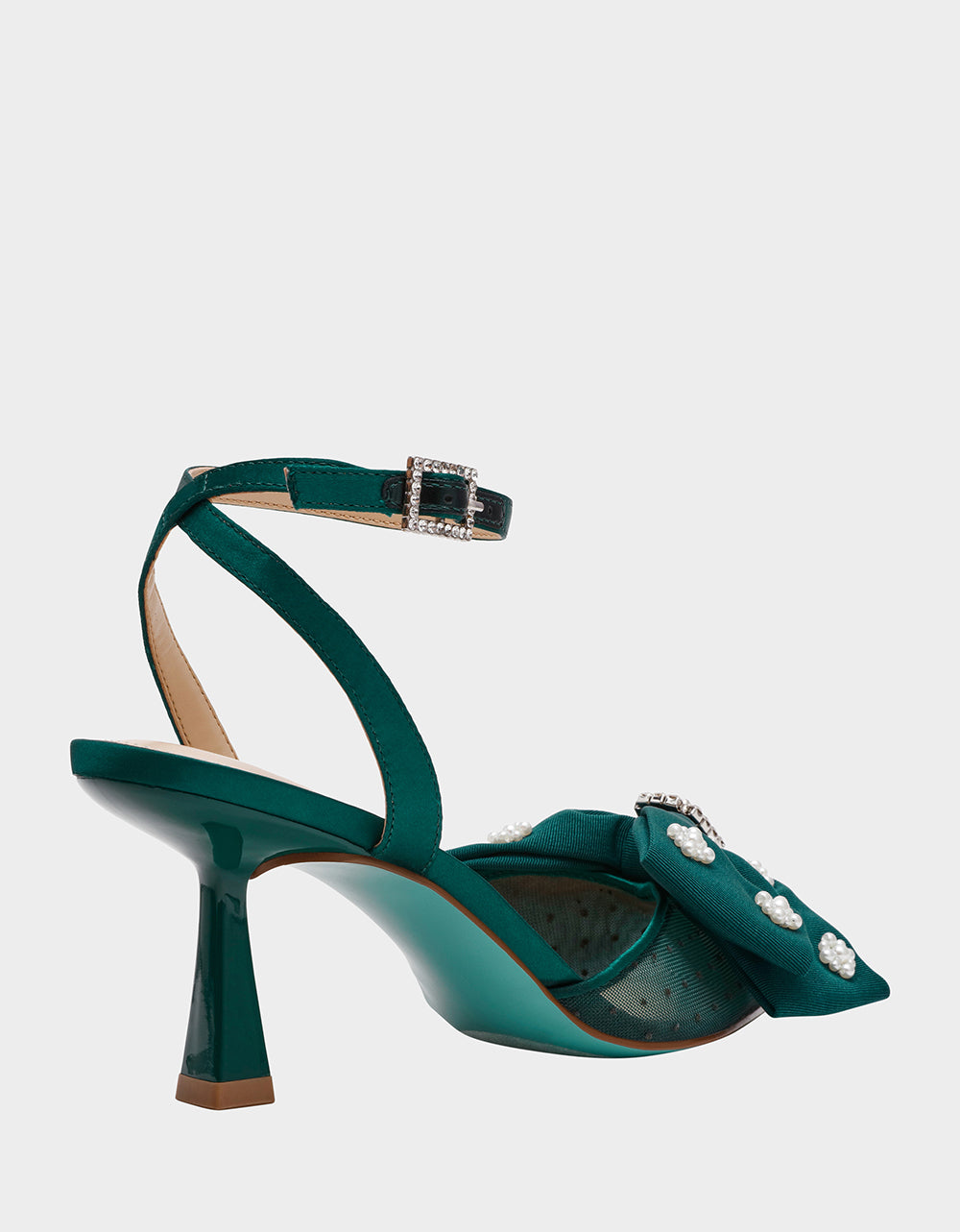 Betsey Johnson Special Offer - MARK EMERALD Pointed-Toe Mesh Pump Rhinestone Bow Women's Heel