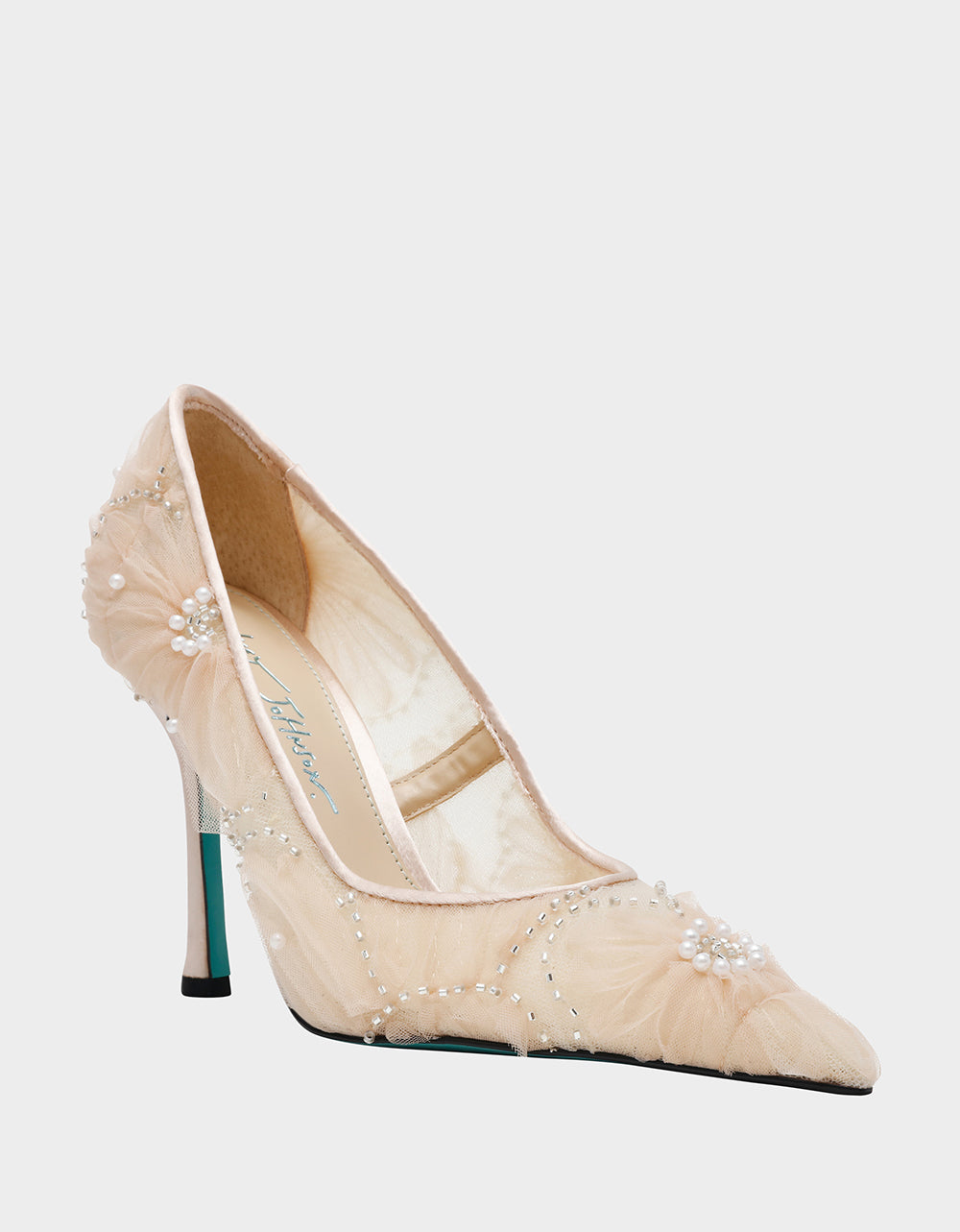 Betsey Johnson Special Offer - ROXIE Nude Pointed-Toe Mesh Stiletto Pump Women's Heel