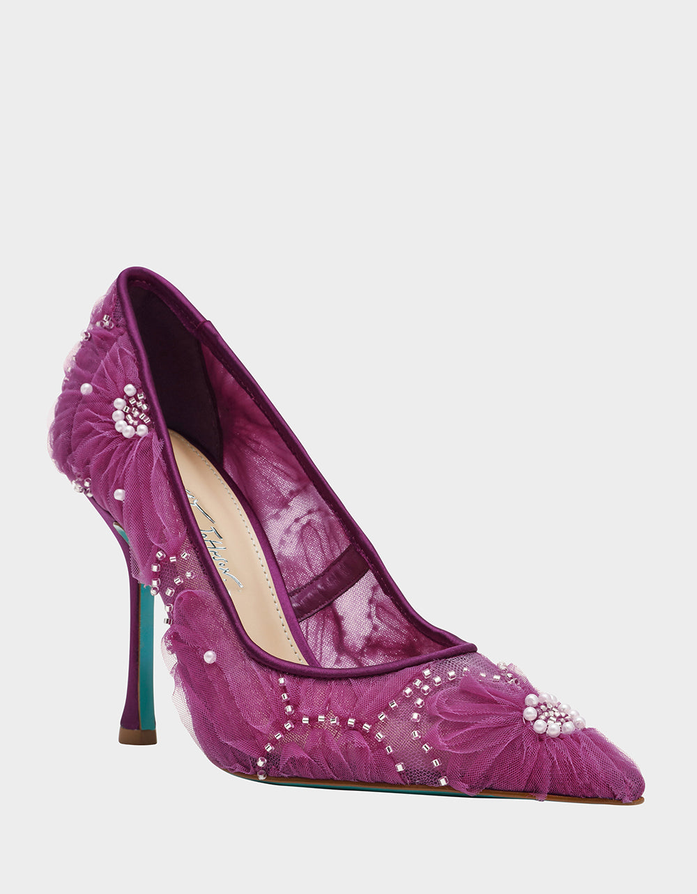 Betsey Johnson Signature - ROXIE OXBLOOD Pointed-Toe Mesh Stiletto Pump Women's Heel