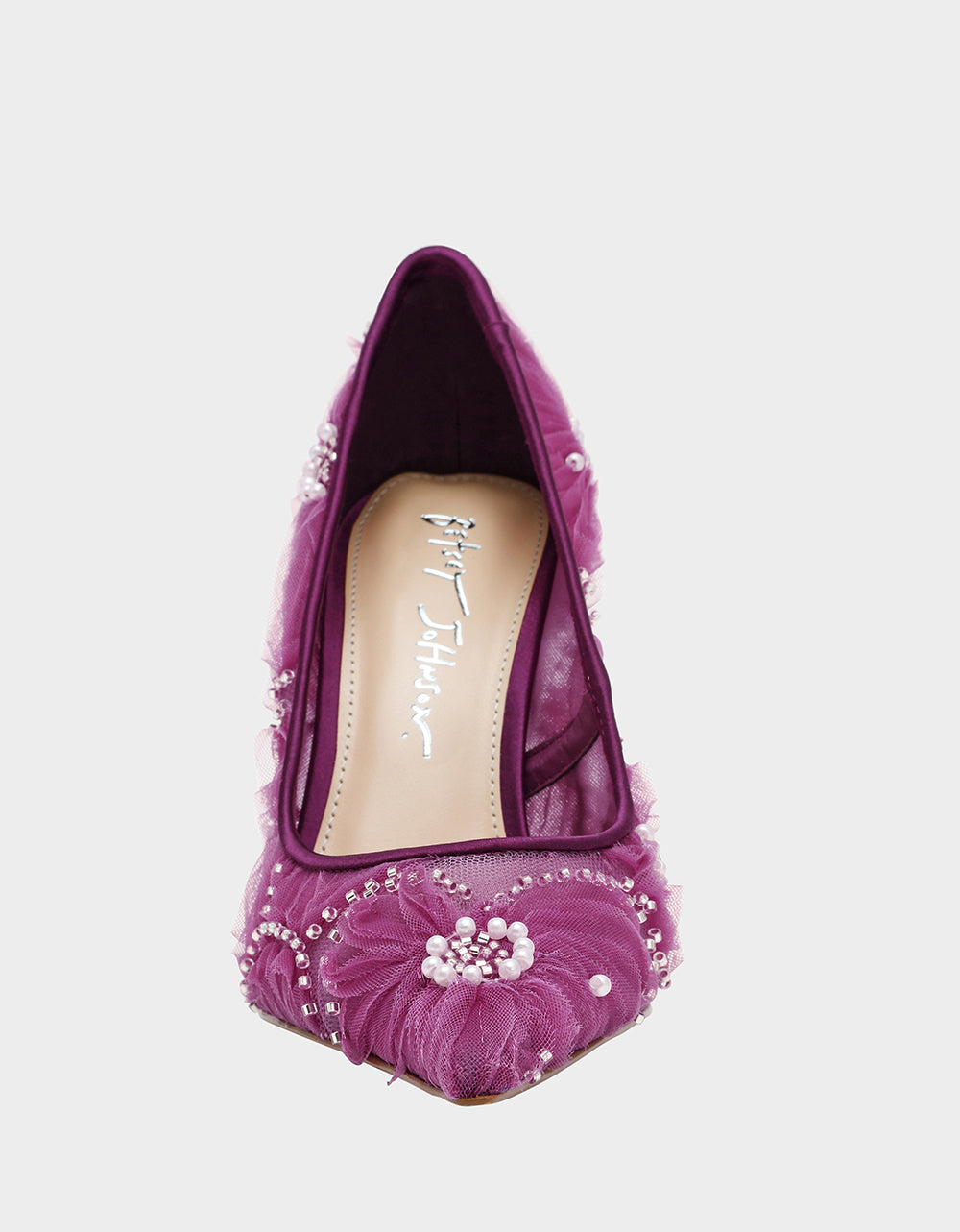 Betsey Johnson Signature - ROXIE OXBLOOD Pointed-Toe Mesh Stiletto Pump Women's Heel