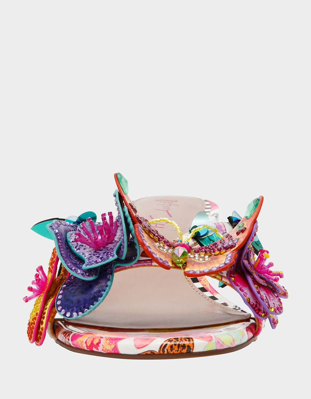 Betsey Johnson Hot Sale - BEATRIZ WHITE MULTI Women's Floral Rhinestone Kitten Heel