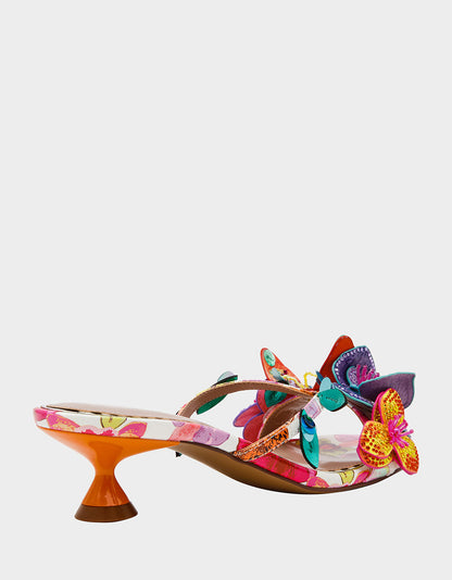 Betsey Johnson Hot Sale - BEATRIZ WHITE MULTI Women's Floral Rhinestone Kitten Heel