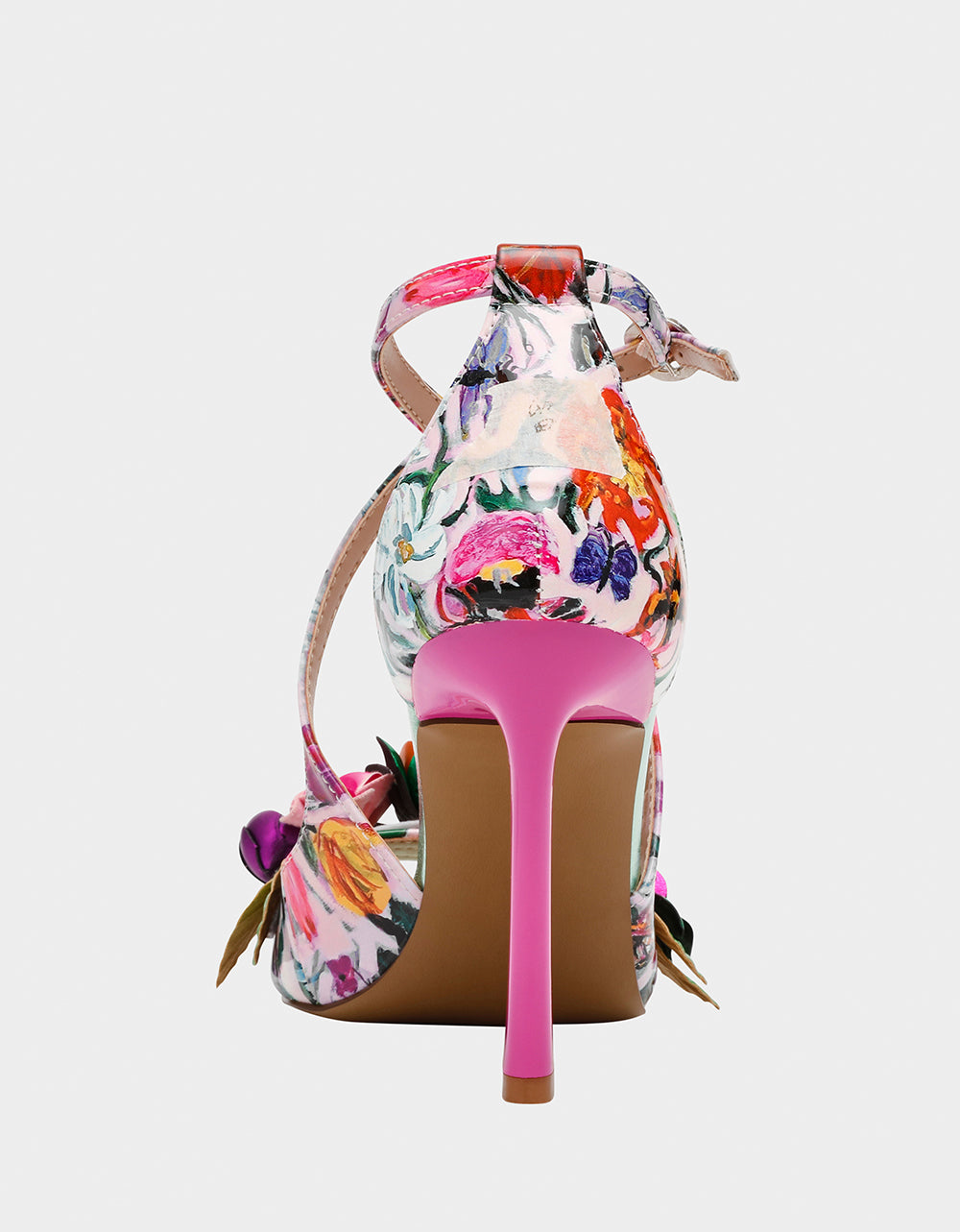 Betsey Johnson Recommended - MIKAH PALE PINK FLORAL Square-Toe Strappy Heel