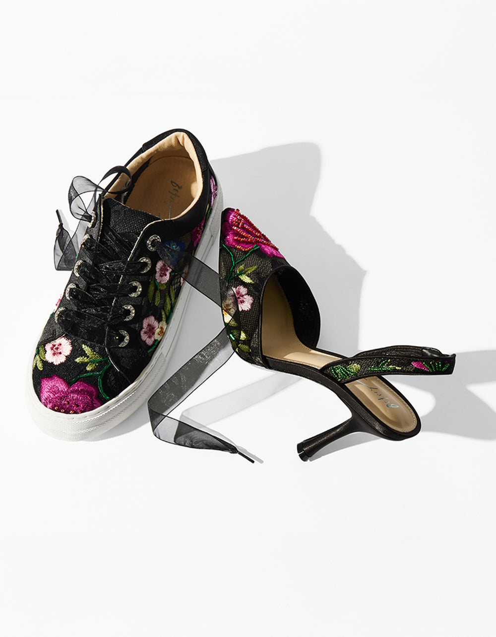 Betsey Johnson Special Offer - APRIL BLACK MULTI FLORAL Pointed-Toe Slingback Pump Heels