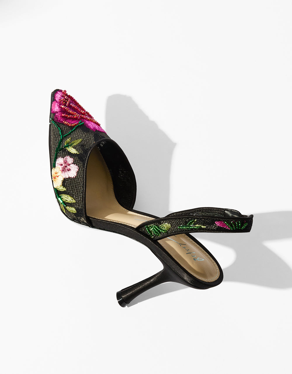 Betsey Johnson Special Offer - APRIL BLACK MULTI FLORAL Pointed-Toe Slingback Pump Heels