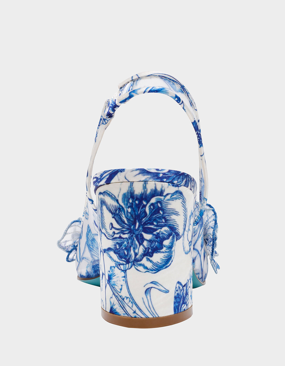 Betsey Johnson Trending - PETRA WHITE/BLUE FLORAL Slingback Floral Mesh Block Heel