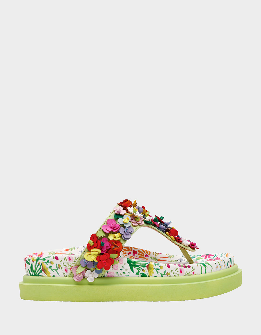 Betsey Johnson Hot Sale - KAMMERON NATURAL FLORAL MULTI Women's Slip-On Footbed Floral Sandal